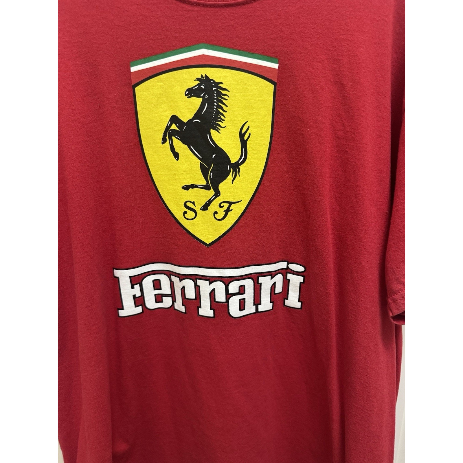 Ferrari Logo T Shirt Y2k Fruit Of The Loom Brand Red Shirt